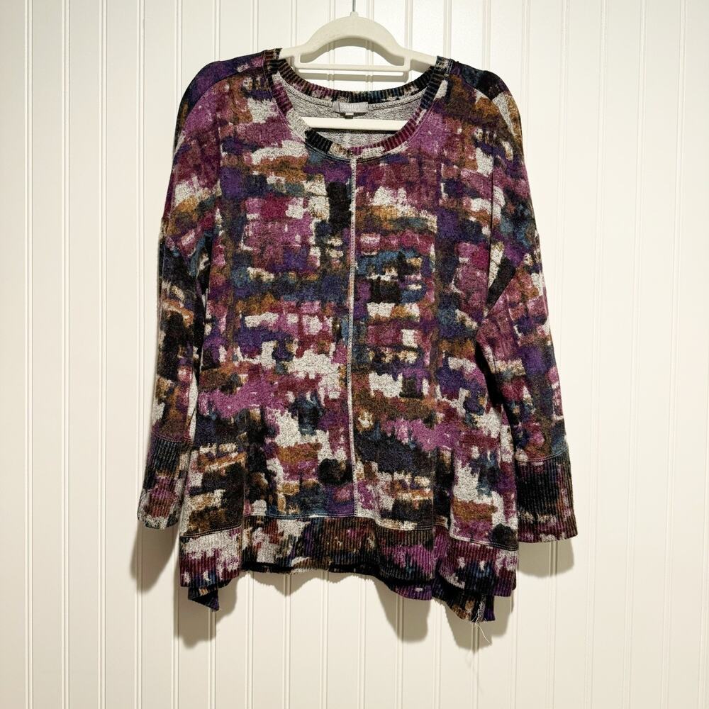 Habitat Abstract Purple Knit Sweater Lagenlook Size Large